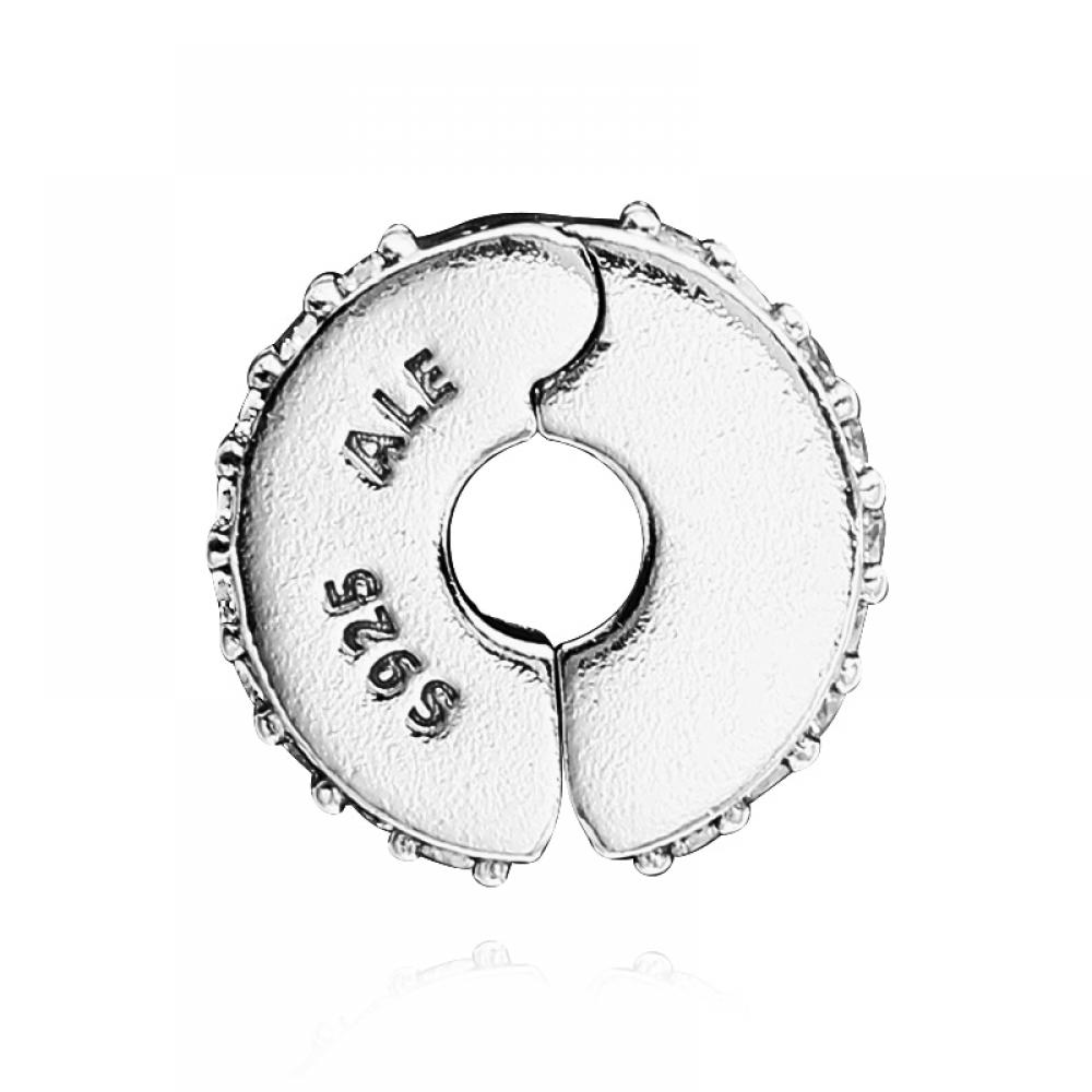 Pandora 798422c01 Double Lined Pav  Clip Silver Charm
