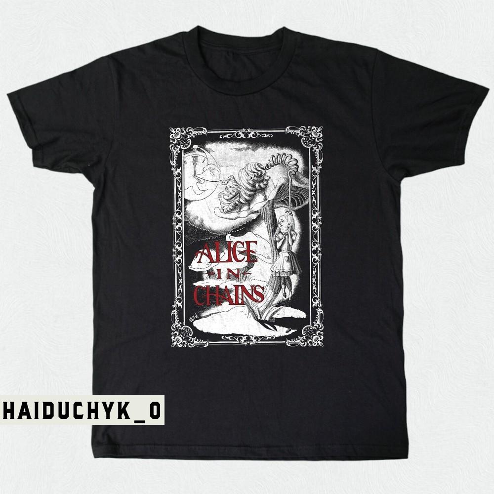 Alice In Chains Alice In Wonderland Унисекс Черная Футболка Размер S-5XL Унисекс Футболка