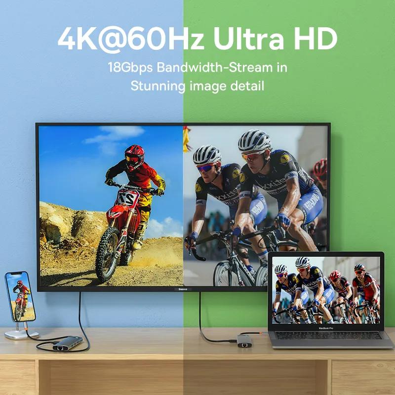 Baseus 4K 60 Гц USB C концентратор Type C к порту Ethernet PD 100 Вт адаптер для Macbook Pro USB 3.0 концентратор ноутбук планшет аксессуары