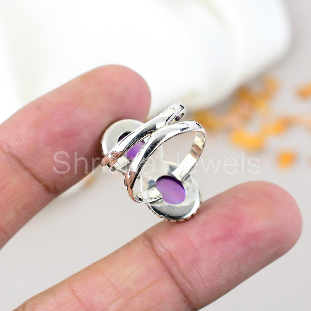 Кольцо овальной формы из стерлингового серебра 925 пробы с фиолетовым аметистом и драгоценным камнем для женщин