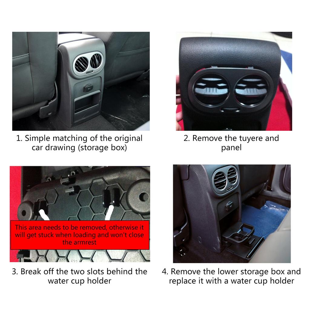 Модернизированный подлокотник, подстаканник, задний подлокотник, складной центральный консольный подстаканник, простая установка для PLUS 2012-2014 Black-