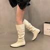 Suding Home Coarse Heel Pointed Pile Boots Long Boots Women's Shoes 2025 New Spring, Autumn and Winter Medium Tube Skinny Knight Boots