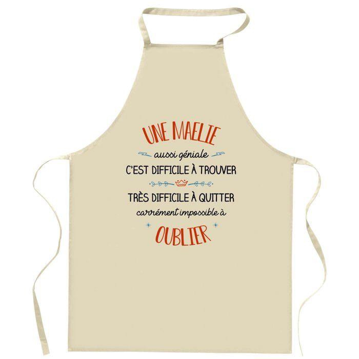 Tablier de cuisine - Une Marie-Ange Aussi Géniale - Impression bretonne - Coton résistant - Liens ajustables