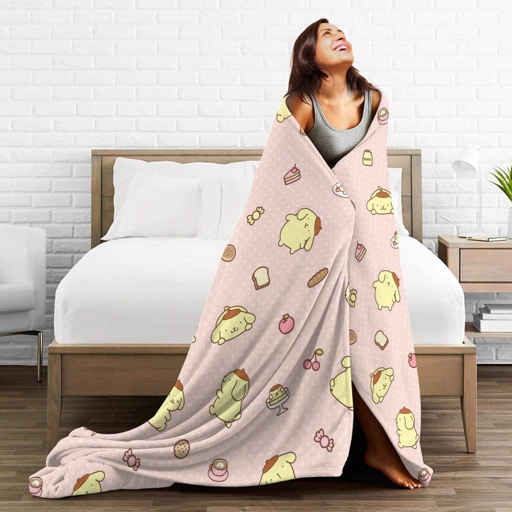 Pink Pom Pom Purin Cartoon blanket Flannel Awesome Warm Throw blanket for Bed Sofa Spring/Autumn,