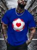 Men Summer Oversized T Shirt Love Heart Football Print Casual Short Sleeve Loose Streetwear Fashion Male Sports Daily Top