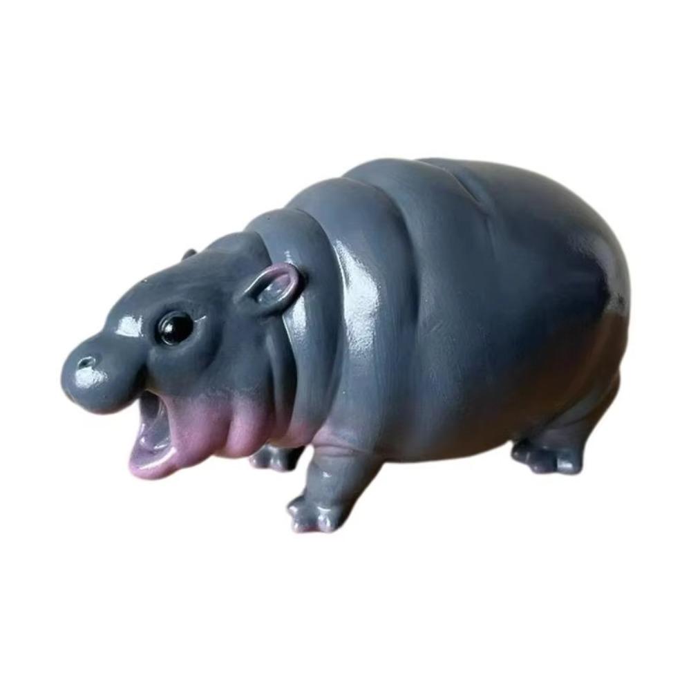 Mini Moo Deng Hippo Ornaments The Bouncy Pig Hippo Resin Figurines Fans Collection