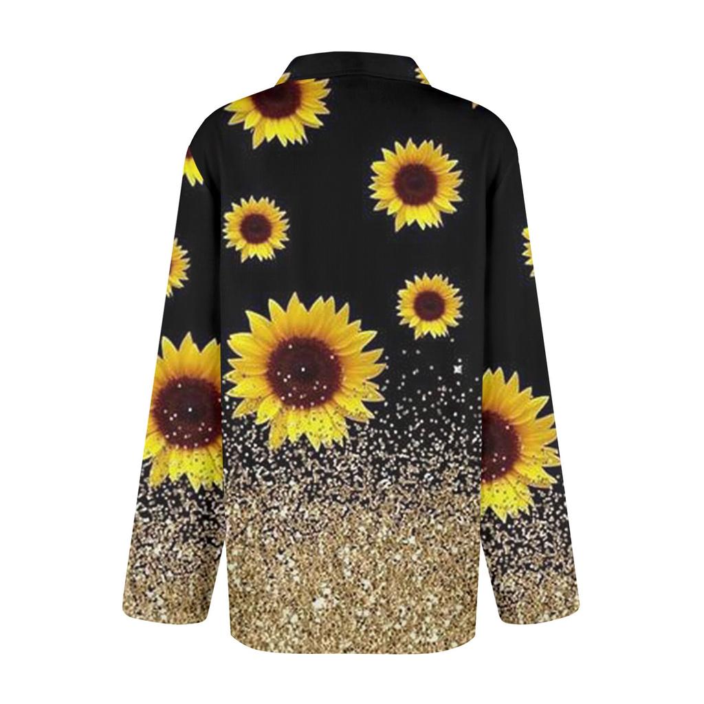 Женская мода для отдыха с длинным рукавом и V-образным вырезом с цветочным принтом