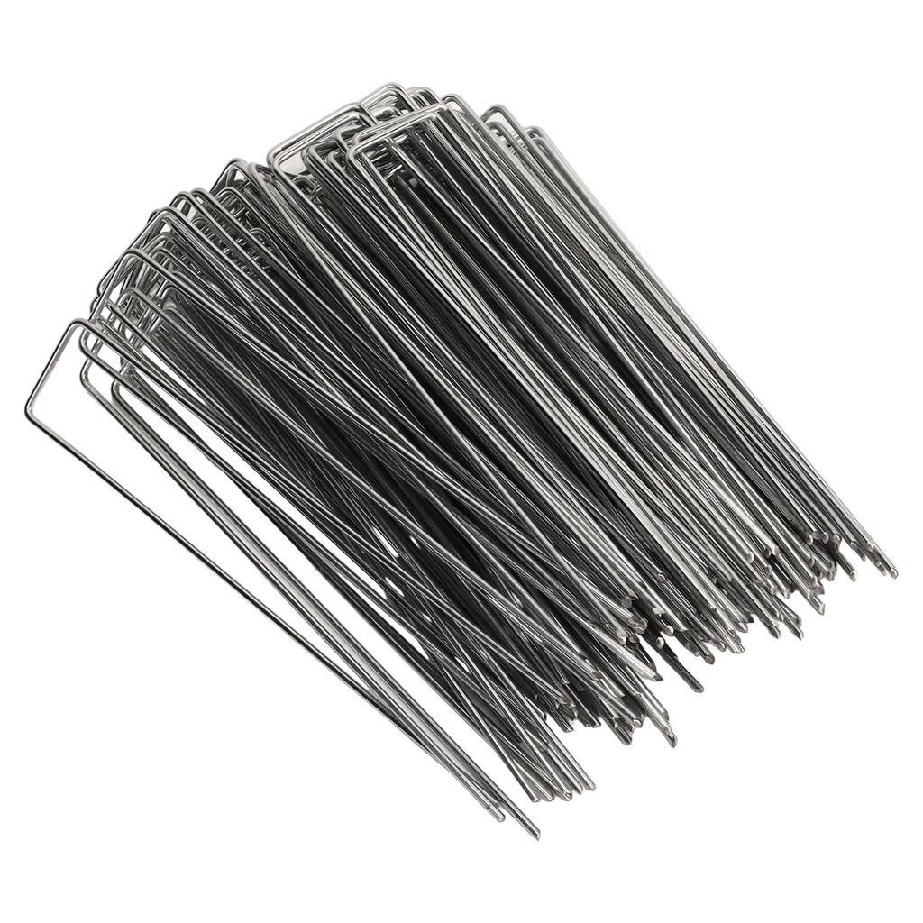 100 шт. U-образных садовых колышков из оцинкованной стали, штифты для ландшафтных колышков для барьера от сорняков, дерновая ткань