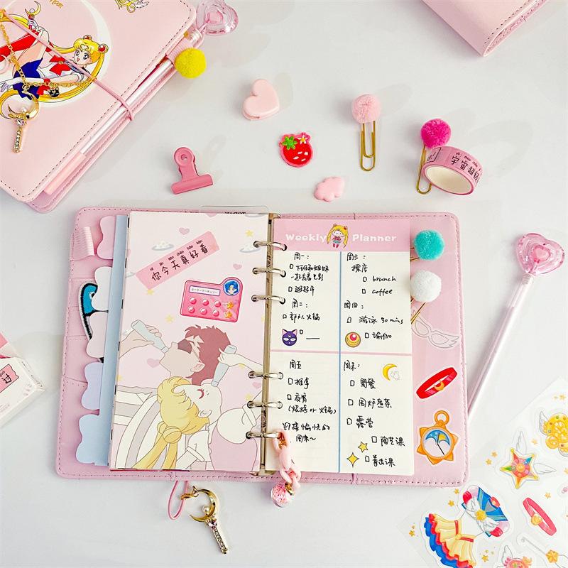 A6 Cute Binder Girl Heart Pendant Hand Ledger Gift Pack Luxury Set DIY Binder Notebook Diary Agenda Planner Paper Stationery