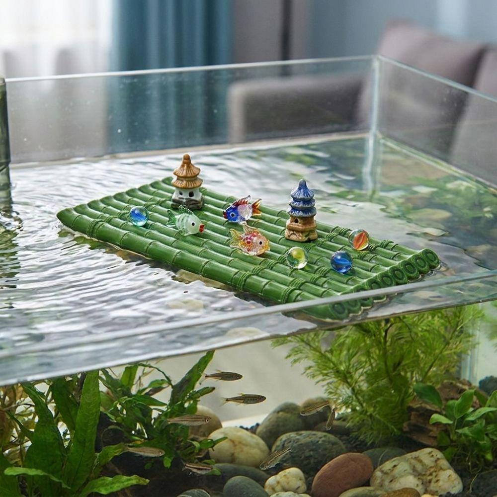 Artificial Bamboo Floating Bamboo Raft Ornament No Fading Bamboo Raft Figurine Home Decoration