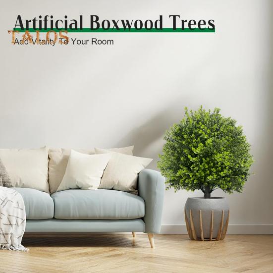 Искусственное самшитовое топиарное шарообразное дерево с опорой в землю, устойчивое к ультрафиолетовому излучению, устойчивое к погодным условиям, искусственные зеленые кустарники для сада, крыльца, патио, искусственные растения из самшита