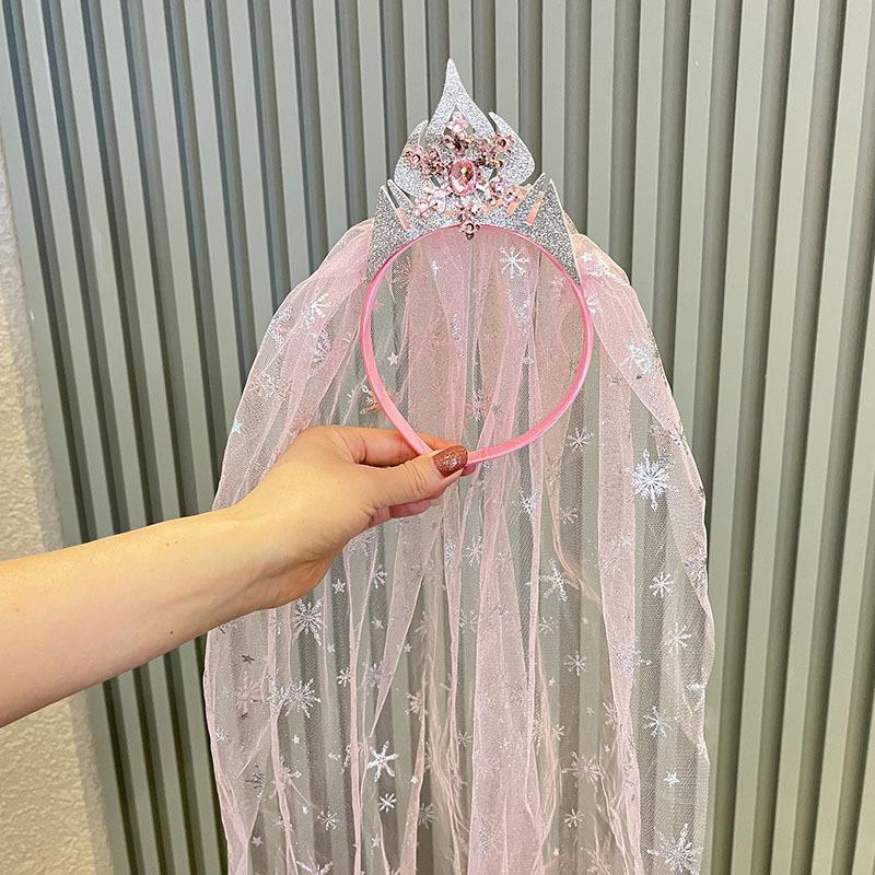 Ice and Snow Princess Hair Accessory Set: Magic Wand, Long Veil, Crown Headband, and Jewelry Gift for Girls