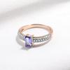 Кольца из стерлингового серебра 925 пробы для женщин, созданный нано-танзанит, драгоценный камень, розовое золото, покрытие для влюбленных, роскошные элегантные свадебные ювелирные украшения