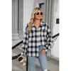 Весенне-осенняя куртка женская блузка больших размеров с лацканами и длинными рукавами, карманами на пуговицах, клетчатая рубашка