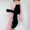 Women Long Scarf Solid Color Thickened Imitation Mink Fur Velvet Decor Scarf Warm Thin Scarf Fashion Accessory