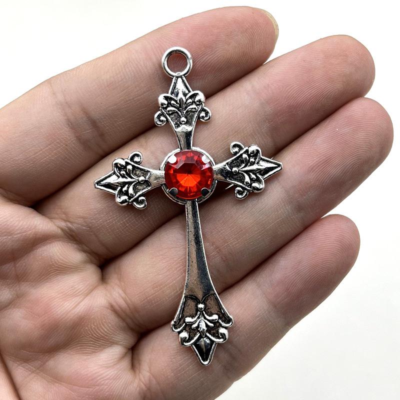 Zinc Alloy Red Brick Cross Pendant for DIY Jewelry