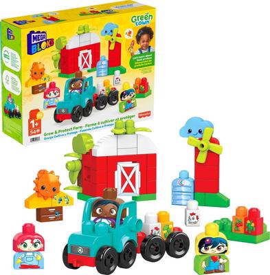 MEGA BLOKS Green Town Bee и Fun Farm Tractor Set [Набор блоков] [Количество деталей блока]: 51 шт.] [От 1 года и старше] HDL07