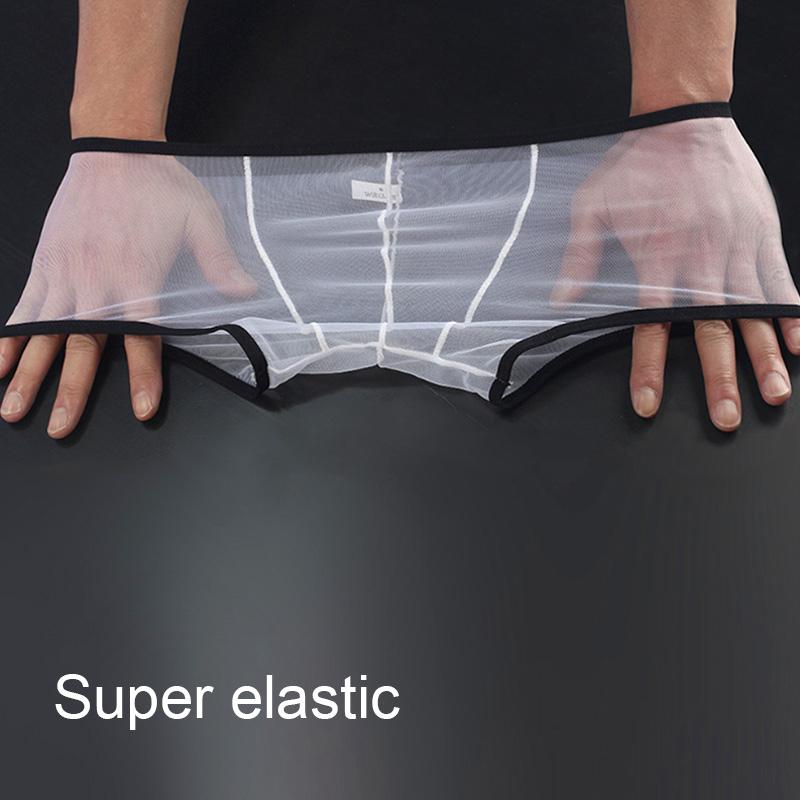 Men Transparent Low Rise Quick-Dry Boxer Briefs Ultra-thin See Through Mesh Men Underpants Sexy