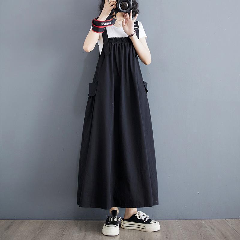 Элегантный летний корейский сарафан большого размера на тонких бретелях