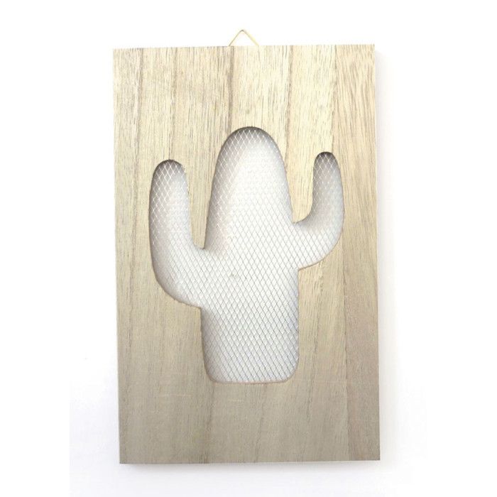 Graine Créative - Tableau grillage en bois Cactus 15x24cm