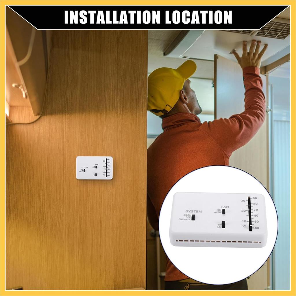 RV Analog Control Heating/Cooling Thermostat Kit for for Campers/for Duo-Therm Thermostat RV Analog Control / 40-90°F Temp on A/C and Furnace / 1