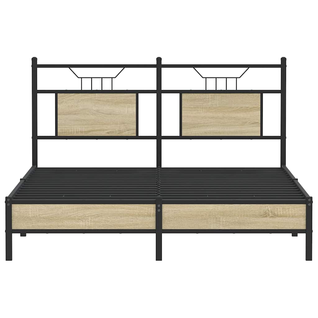 Bed Frame without Mattress Sonoma Oak Finish 150 x 200 cm Engineered Wood