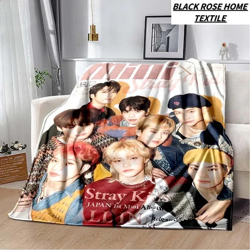Плед с модным принтом KPOP stray-kids Idol Art, для гостиной, мягкий плюшевый плед для сна, Плед