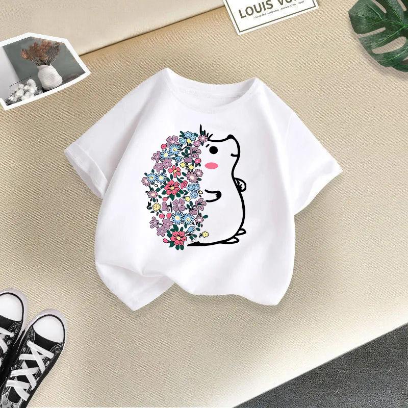 2-13Y Children T-shirt Cat Printed Kids Clothes 100% Cotton T-shirt Tops Tee Boys Girls Baby Tee