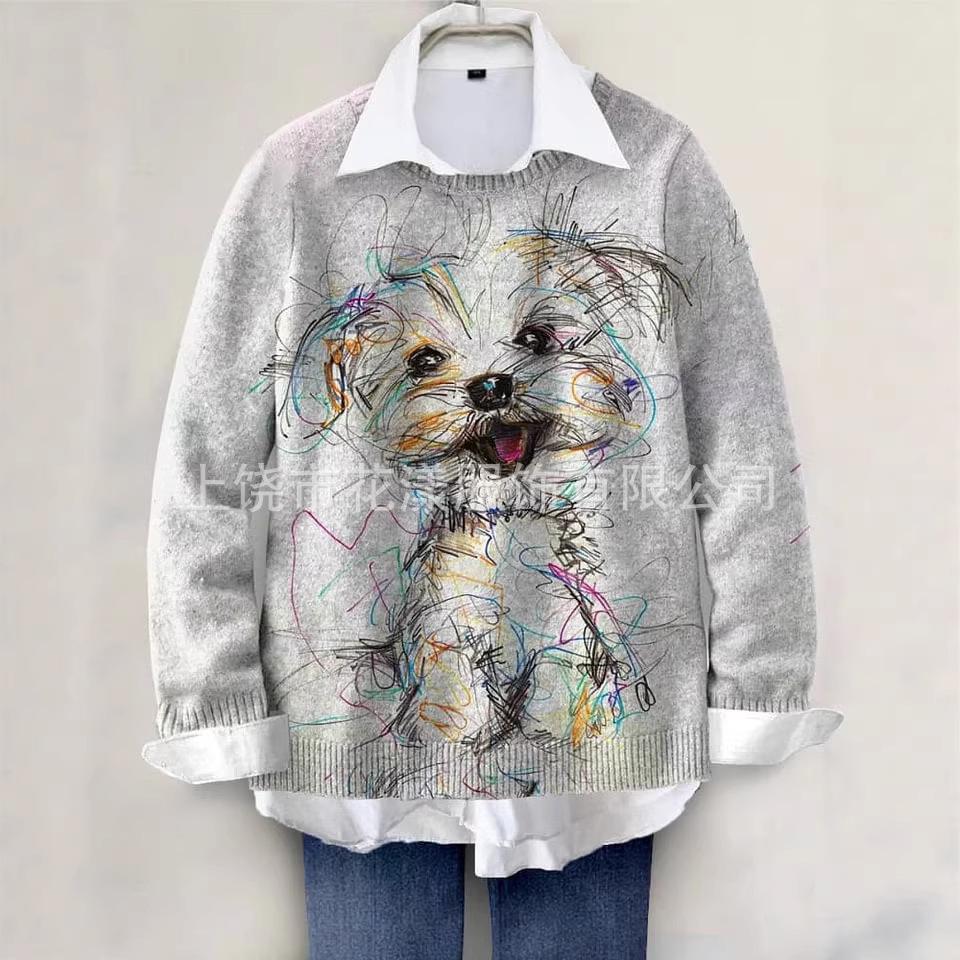 2025 EU & US 3D Print Loose Round Neck Sweatshirt - Autumn