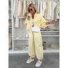 Womens Casual 2-Piece Set: Solid Color Zip-Up Hoodie Top Elastic Cuff Pants 2026 Streetwear