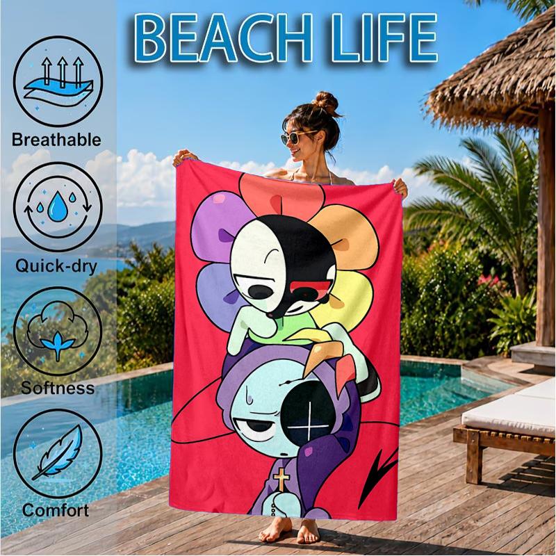 Colorful Cartoon Dandy Beach Towel, Super Soft Microfiber, Perfect Gift for Her/Him, Birthday, for Pool, Beach, Travel, Decor Beach Party