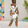 Girls Halloween Printed Hooded Long Sleeve Kangaroo Pocket Top Cuffed Pants Two Piece Set