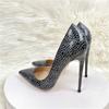 Новые модные черные туфли с каменным узором на высоком каблуке 12 см, модные сексуальные туфли для банкета с неглубоким вырезом 10 см, 8 см дл.