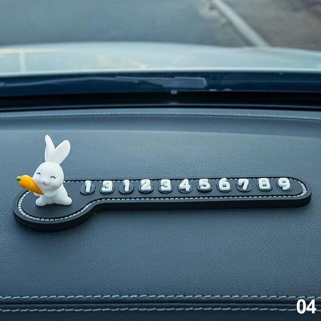 Номер телефона в автомобиле, временный знак остановки, многофункциональный мультяшный кролик, временная парковочная карта, украшение номерного знака