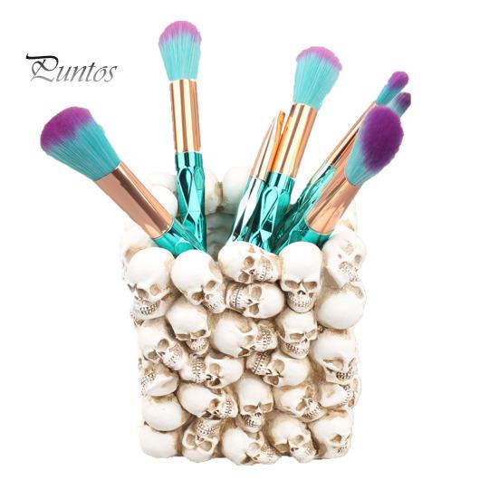 Держатель для ручек в форме черепа, органайзер для кистей для макияжа, большая вместимость, туалетный столик, офисный стол, ящик для хранения, украшение на Хэллоуин