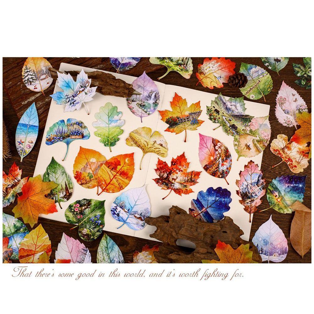 8pcs/Set New DIY Leaves Stickers Observing Leaves Adhesive Stationery Stickers Decorative Sticker Scrapbooking Diary Planner