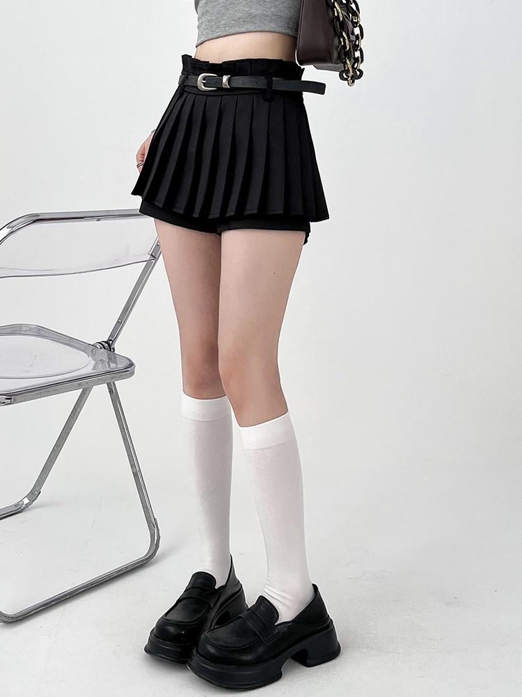 Плиссированные мини-юбки трапециевидной формы, женская уличная одежда, черная юбка с высокой талией Y2K, Harajuku, универсальные повседневные стили в консервативном стиле