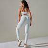 New seamless solid color high elastic sports bra underwear yoga suit running fitness two-piece set
