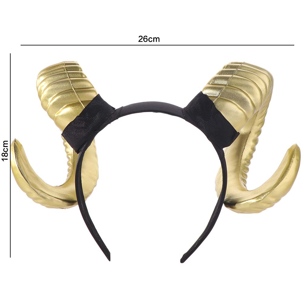 Artificial Halloween Devil Headband Gothic Goat Horn Hair Hoop Black Demon Horn Headwear  Adults