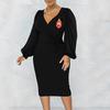 Элегантное осеннее платье-бодикон с V-образным вырезом для женщин
