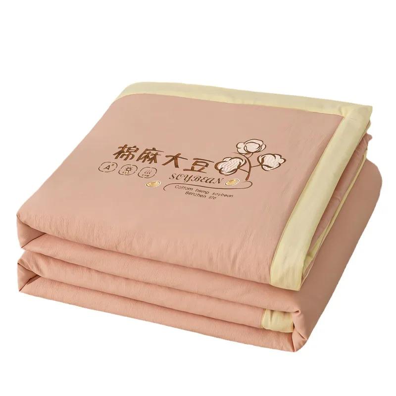 Двухслойное летнее одеяло из хлопка и льна нового класса А, летнее одеяло из стираного хлопка и льна, воздухопроницаемый чехол