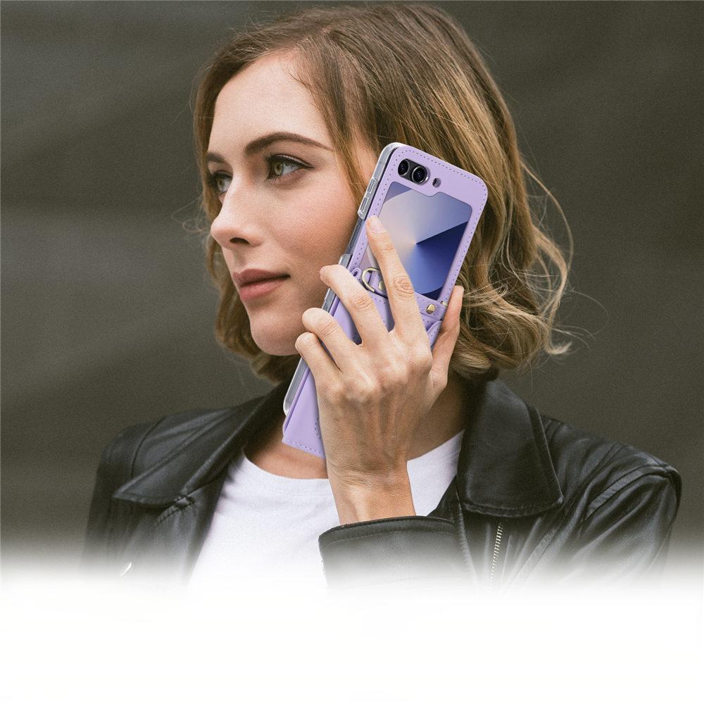 Love Heart Zipper Crossbody Wallet Leather Case For Samsung Galaxy Z Flip 6 Flip 5 4 3 Cards Holder Long Lanyard Cover