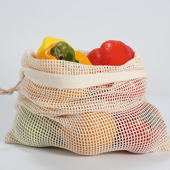 Shopping Bag Reusable Large Capacity Cotton Fruit Vegetable Produce Mesh Tote for Outdoor