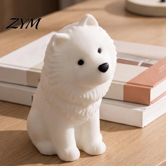 Gift for Samoyed Owners Cute Sitting Dog Figurine, 3D Printed Smiling Puppy Statue, Healing Pet Table Decor Animal Desktop Ornament Home Car