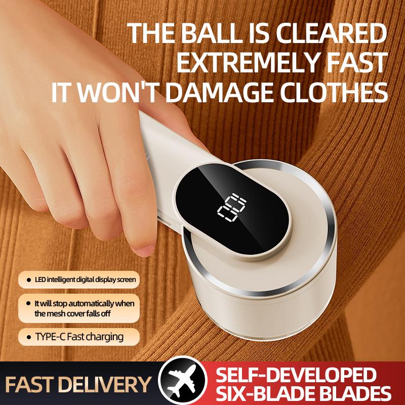 Hair Ball Trimmer Fabric Shaver Lint Remover Upgraded 6 Blade Design Fuzz Shaver Rechargeable for Travel Home Type C Charging