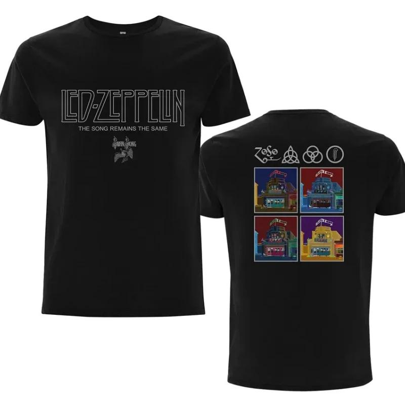 Мужская хлопковая футболка с графикой альбома рок-группы Led Zeppelin Новая Летняя Весенняя Женская Оверсайз Хип-хоп Y2k Модная Футболка