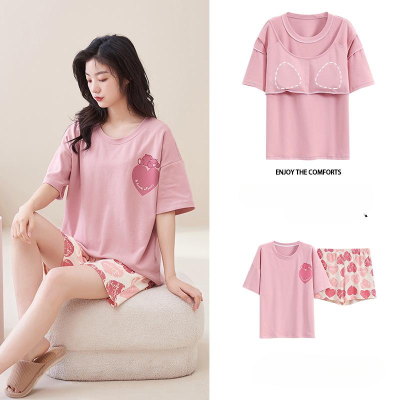 Пижама женская летняя с подушками, милые и симпатичные шорты, можно носить поверх хлопкового костюма с короткими рукавами, домашняя одежда