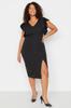 Women's Fashion New Plus Big Size Dress Black Fitted Dress with Woven Sleeve Detail
