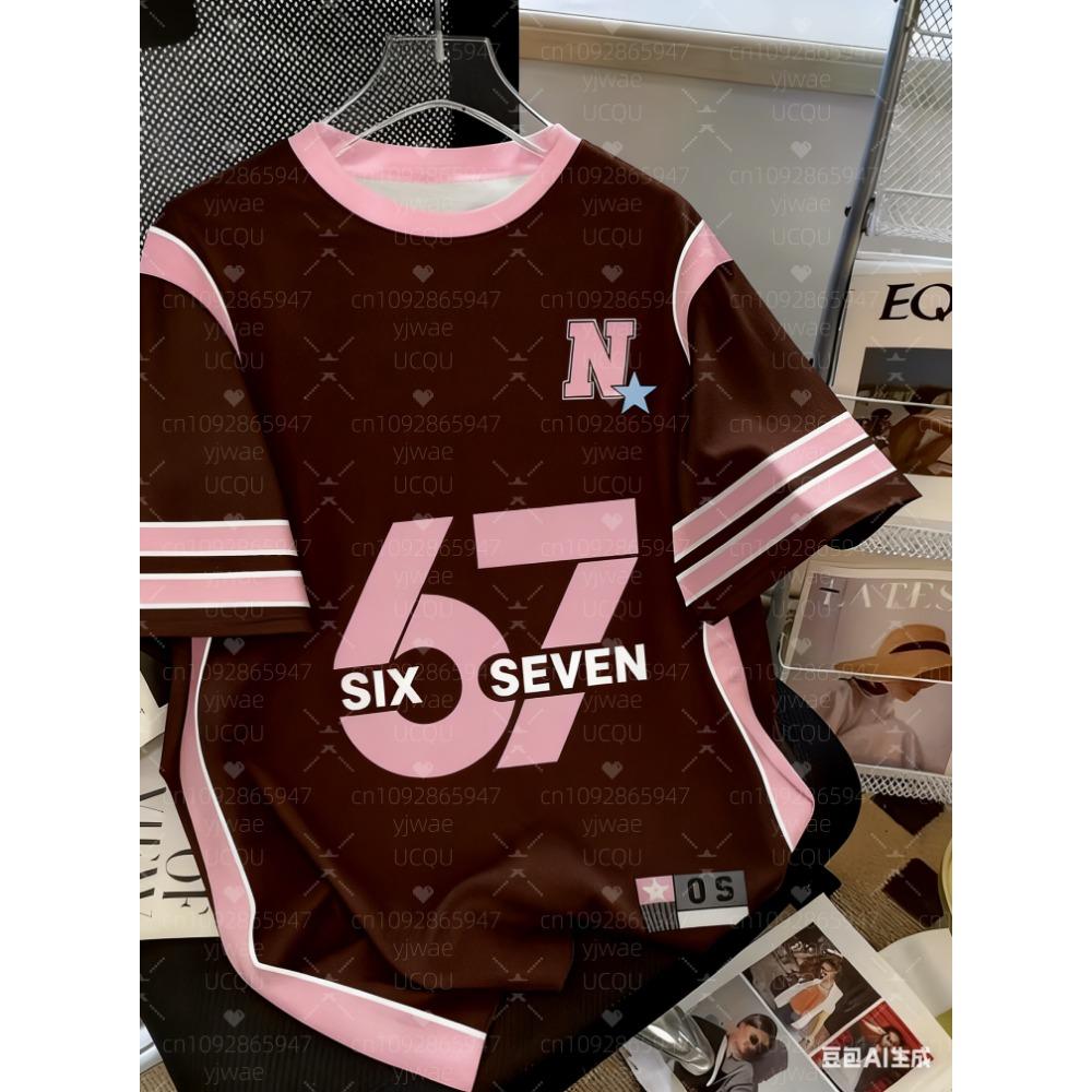 67 Meme T-Shirt for Kids Funny Digital 6 7 Print Summer Short Sleeve Boys Tees Top Loose Streetwear Fashion Girl Clothes