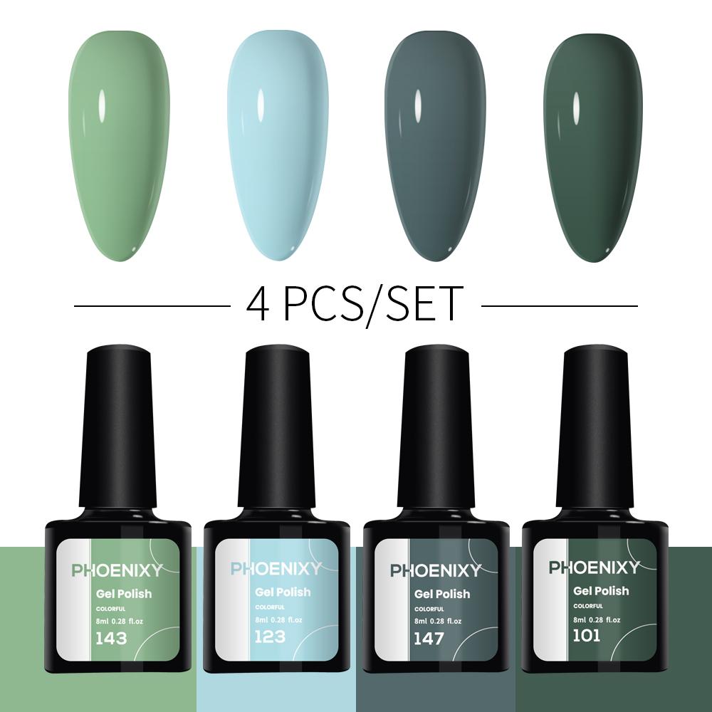 Набор лаков для ногтей PHOENIXY, 4/6/8/10 шт., гибридный полупостоянный светодиодный гель-лак для замачивания, все для маникюра, набор лаков для ногтей